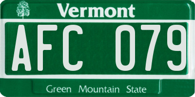 VT license plate AFC079