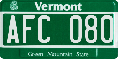 VT license plate AFC080