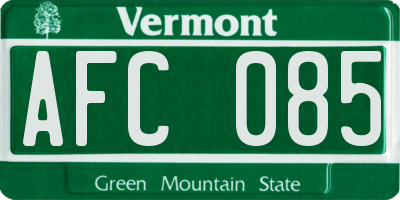 VT license plate AFC085