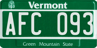 VT license plate AFC093