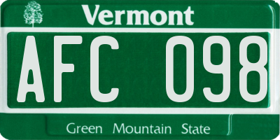 VT license plate AFC098