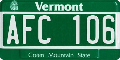 VT license plate AFC106