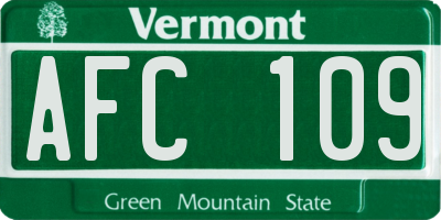 VT license plate AFC109