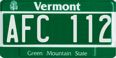 VT license plate AFC112