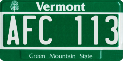 VT license plate AFC113