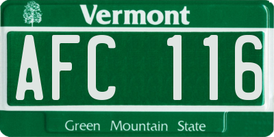 VT license plate AFC116