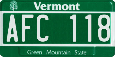 VT license plate AFC118