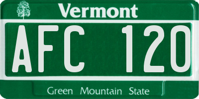 VT license plate AFC120