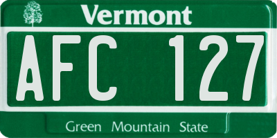 VT license plate AFC127