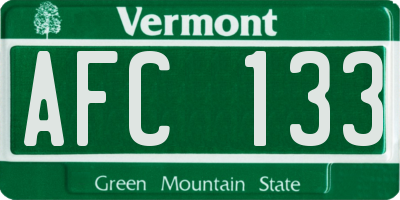 VT license plate AFC133