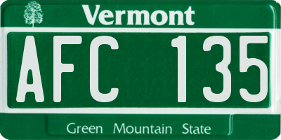 VT license plate AFC135