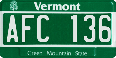 VT license plate AFC136