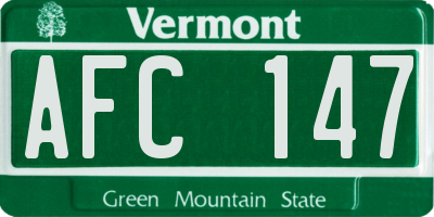 VT license plate AFC147
