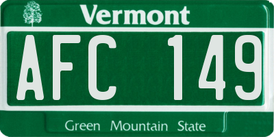 VT license plate AFC149
