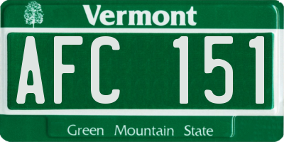 VT license plate AFC151