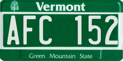 VT license plate AFC152