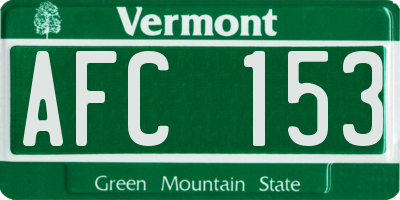 VT license plate AFC153
