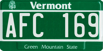 VT license plate AFC169