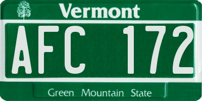 VT license plate AFC172