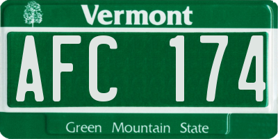 VT license plate AFC174