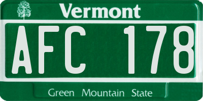 VT license plate AFC178