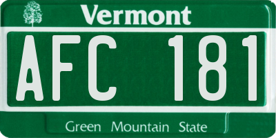 VT license plate AFC181