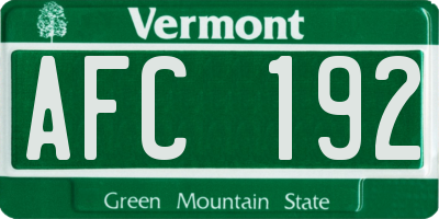 VT license plate AFC192