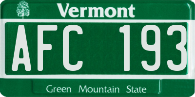VT license plate AFC193