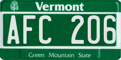 VT license plate AFC206