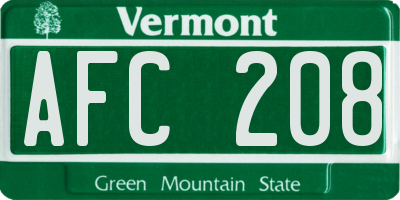 VT license plate AFC208