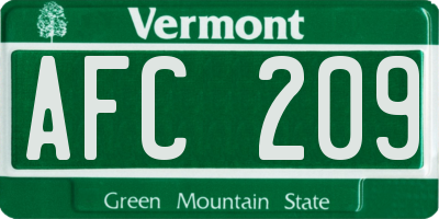 VT license plate AFC209
