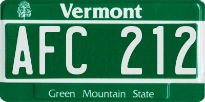 VT license plate AFC212