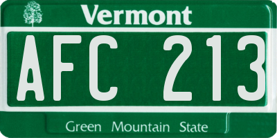 VT license plate AFC213