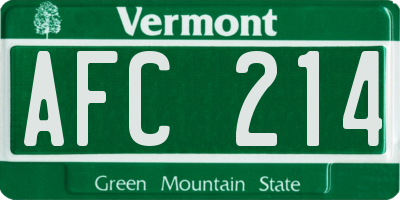 VT license plate AFC214