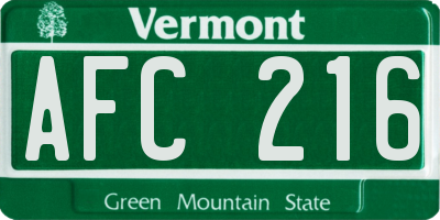 VT license plate AFC216