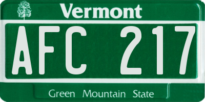 VT license plate AFC217