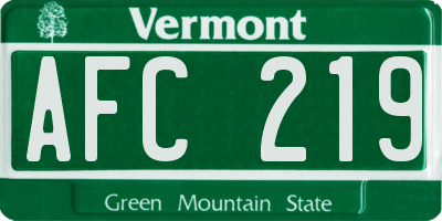 VT license plate AFC219