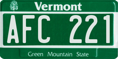 VT license plate AFC221