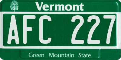 VT license plate AFC227