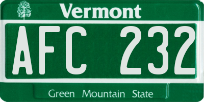 VT license plate AFC232