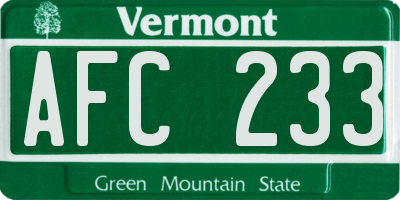 VT license plate AFC233