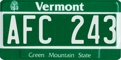 VT license plate AFC243