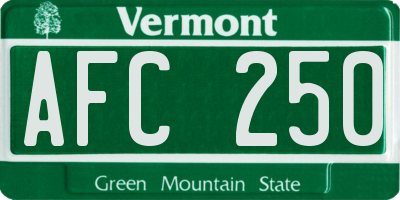 VT license plate AFC250