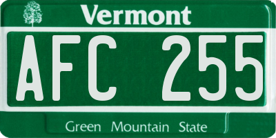 VT license plate AFC255