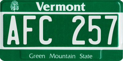 VT license plate AFC257