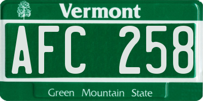 VT license plate AFC258