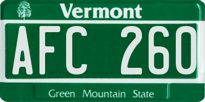 VT license plate AFC260