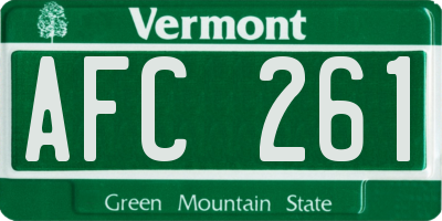 VT license plate AFC261