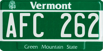 VT license plate AFC262