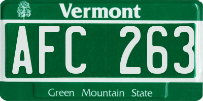 VT license plate AFC263
